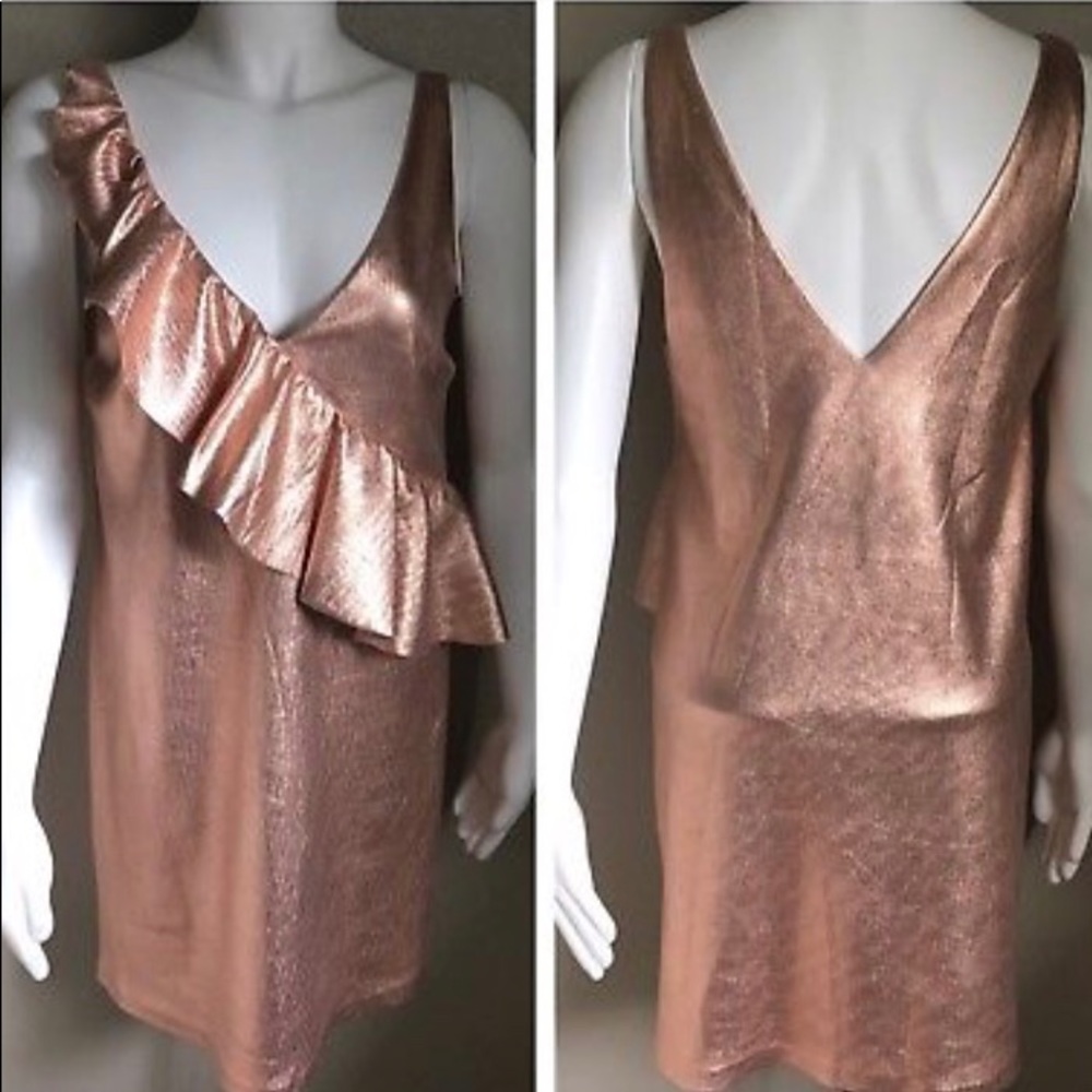 ZARA ROSE-GOLD RUFFLE MINI DRESS - Picture 2 of 10
